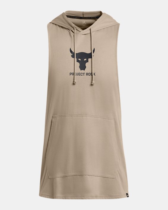 Men's Project Rock Payoff Live Sleeveless Hoodie in Brown image number 2